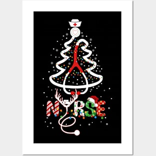 Christmas Nurse Christmas Stethoscope Tree For Nurses Women Posters and Art